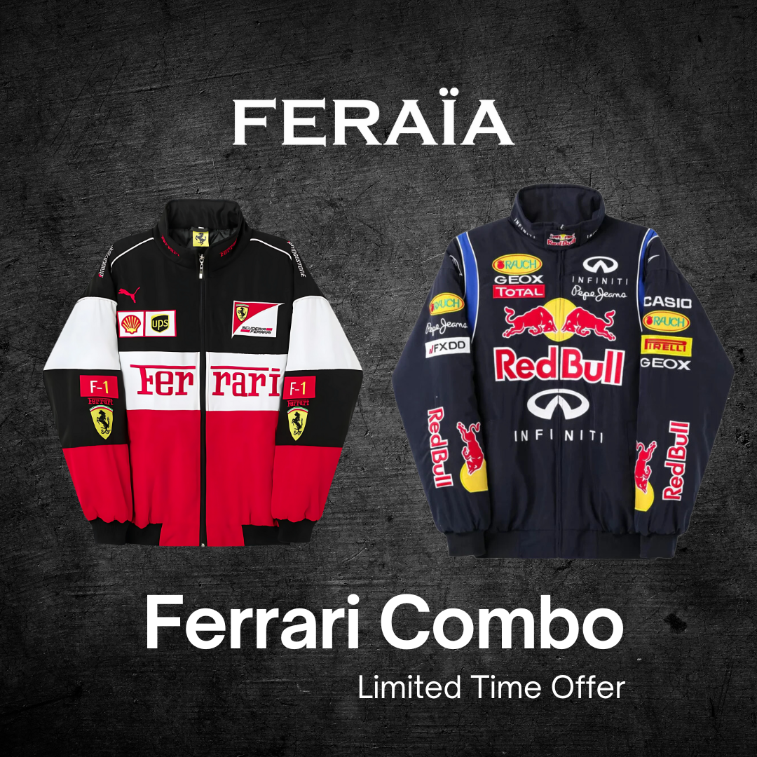 Red bull Vintage Jacket & Ferrari Jacket Combo | Maison Feraia
