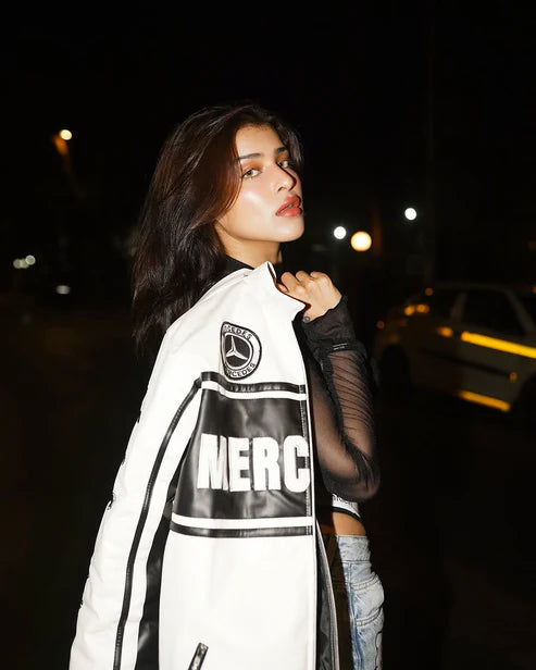 White Mercedes Leather Jacket - Maison FERAÏA F1 Edition