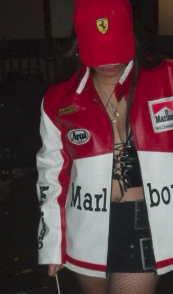 Marlboro Vintage White Racing Leather Effect Racing Jacket | Maison Feraia F1 Edition