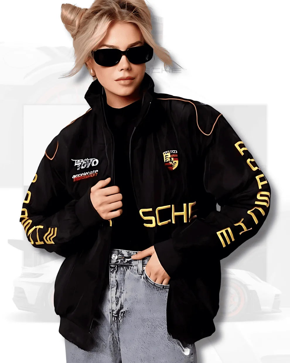 Porsche Racing puffer Embroidered Jacket | Maison Feraia Limited Edition