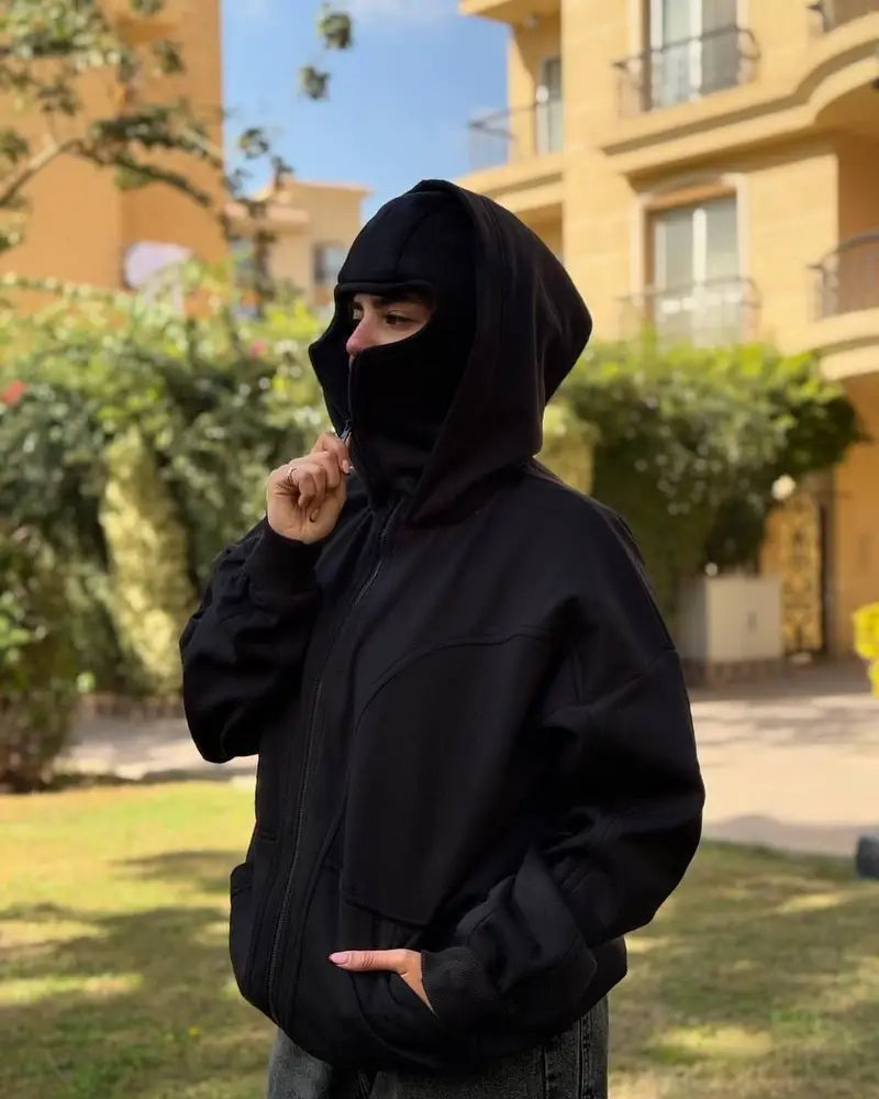 Ninja Balaclava Hoodie with Built-In Face Mask | Maison Feraia