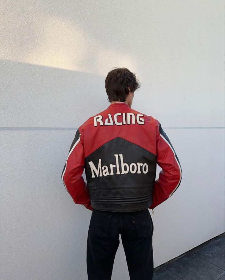 Marbolo Black Red Leather Racing Jacket | Maison Feraia F1 Edition