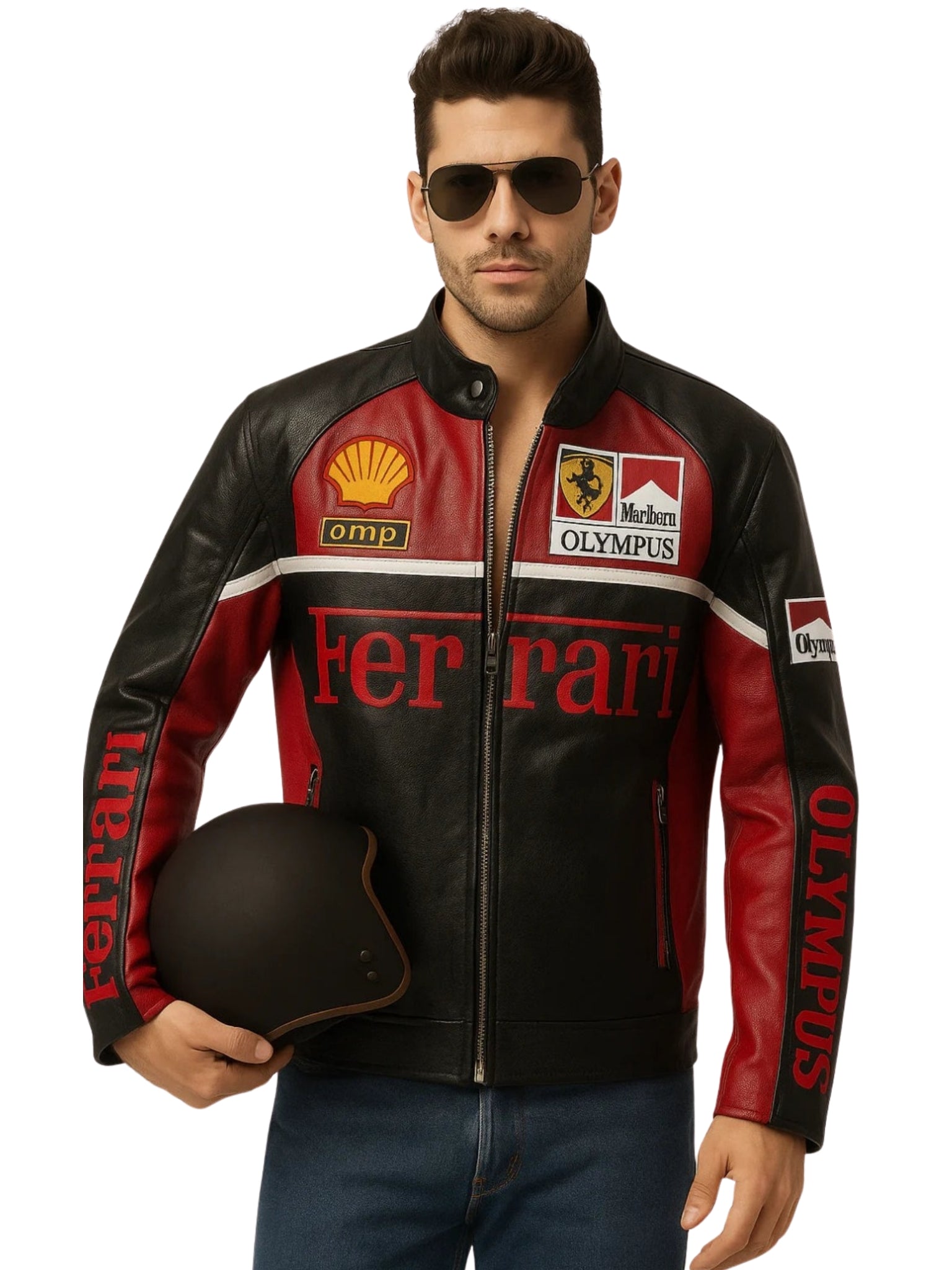 Ferrari Olympus Special Edition Leather  Racing Jacket | Maison Feraia F1 Edition