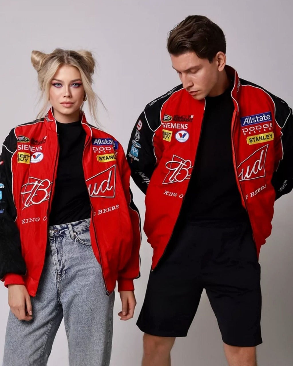 Red Budweiser Jacket – Vintage Racing & Bomber Style | Maison Feraia