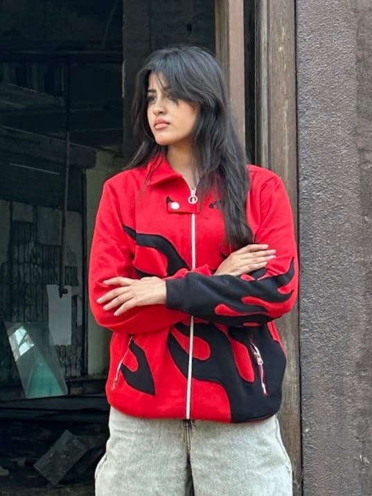 Red Flame Patch Jacket | Bold Motorsport-Inspired Streetwear | Maison Feraia