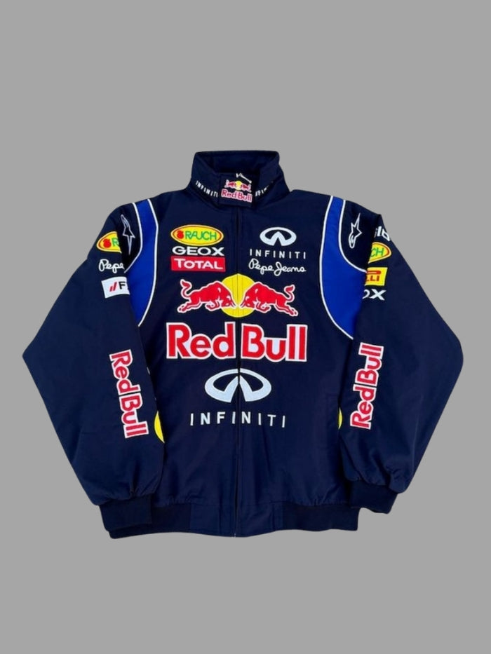 Red Bull Racing Puffer Embroidered Jacket - NAVY BLUE - Limited Drop | Maison Feraia F1 Edition