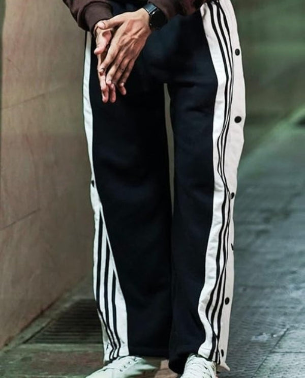 Black Snap Button Straight Fit Pant for Men | Maison Feraia