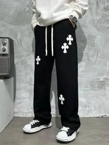 Black Street Cross Baggy Pants – Urban Streetwear Style | Maison Feraia
