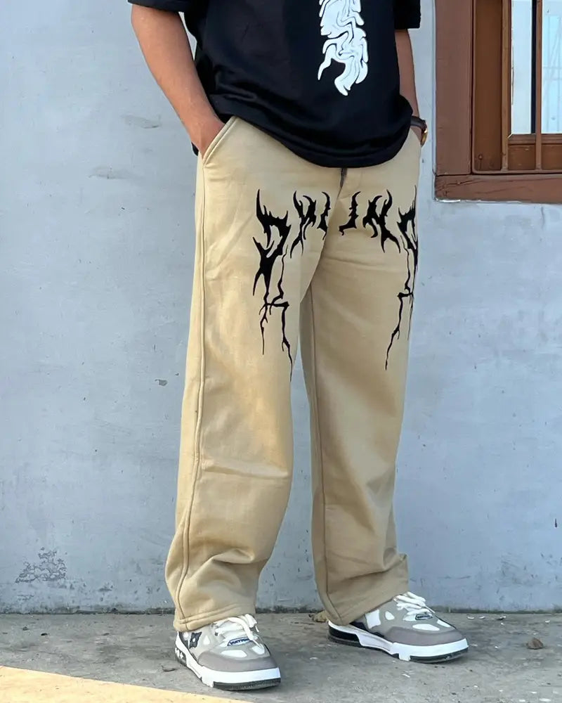 Y2K Khaki Low Rise Baggy Pants Vintage Grunge For Men’s | Maison Feraia