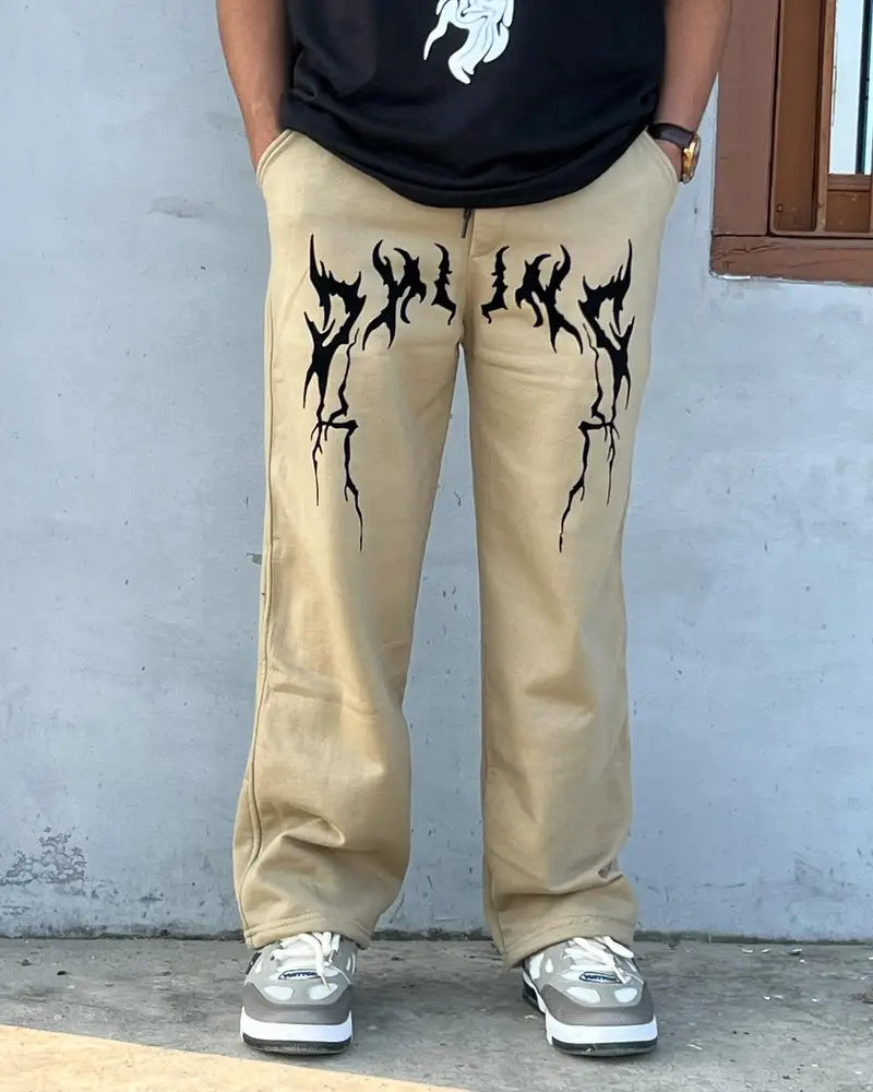 Y2K Khaki Low Rise Baggy Pants Vintage Grunge For Men’s | Maison Feraia