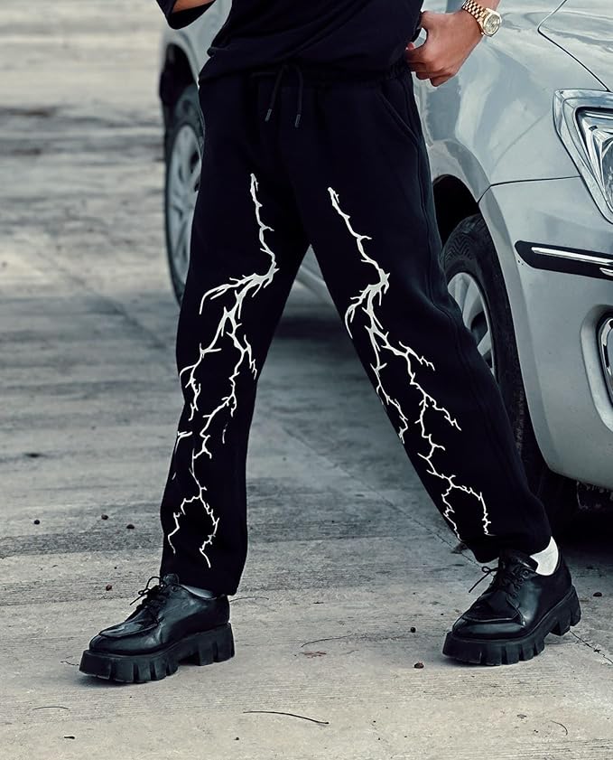 Lighting Thunder Aesthetic Baggy Track Pant | Maison Feraia