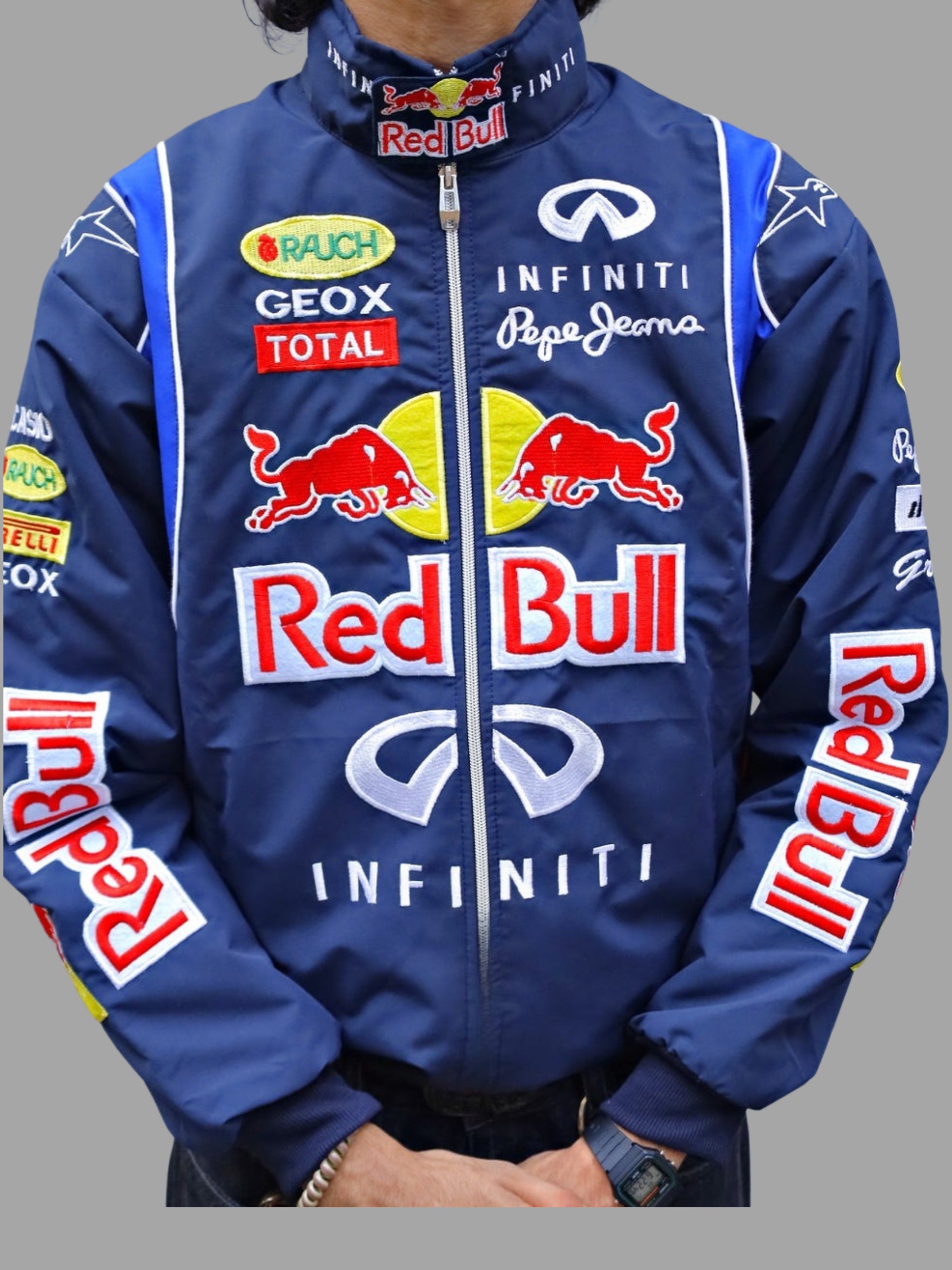 Red Bull Racing Puffer Embroidered Jacket - NAVY BLUE - Limited Drop | Maison Feraia F1 Edition