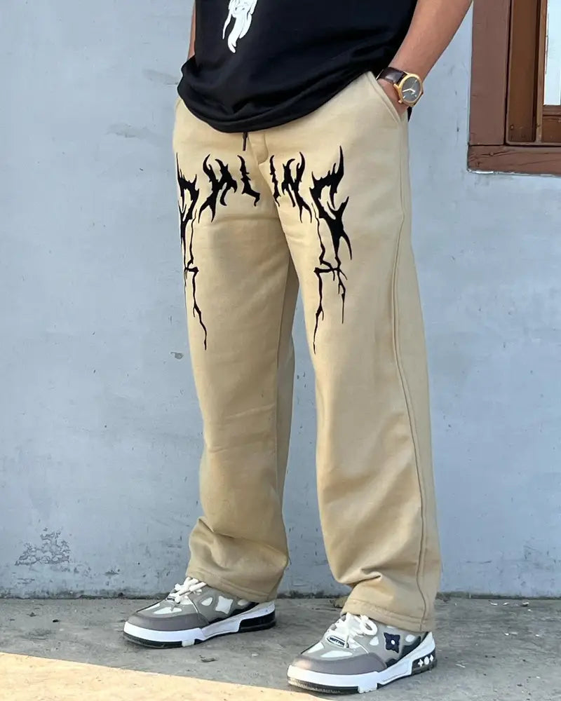 Y2K Khaki Low Rise Baggy Pants Vintage Grunge For Men’s | Maison Feraia