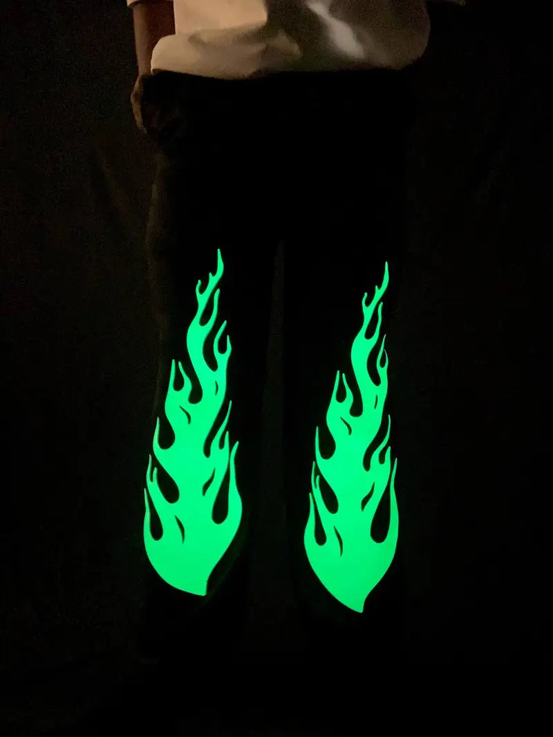Glow in Dark Straight Fit Track Pant Fashionable Baggy Joggers for Casual Style | Maison Feraia