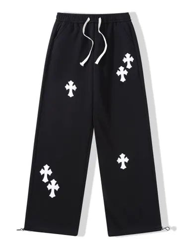 Black Street Cross Baggy Pants – Urban Streetwear Style | Maison Feraia